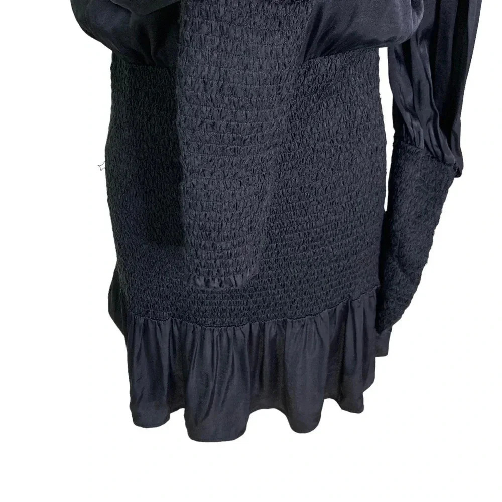 Farm Rio Black Heart Neckline Smocked Detail Mini Dress Size S NWT - Picture 10 of 14